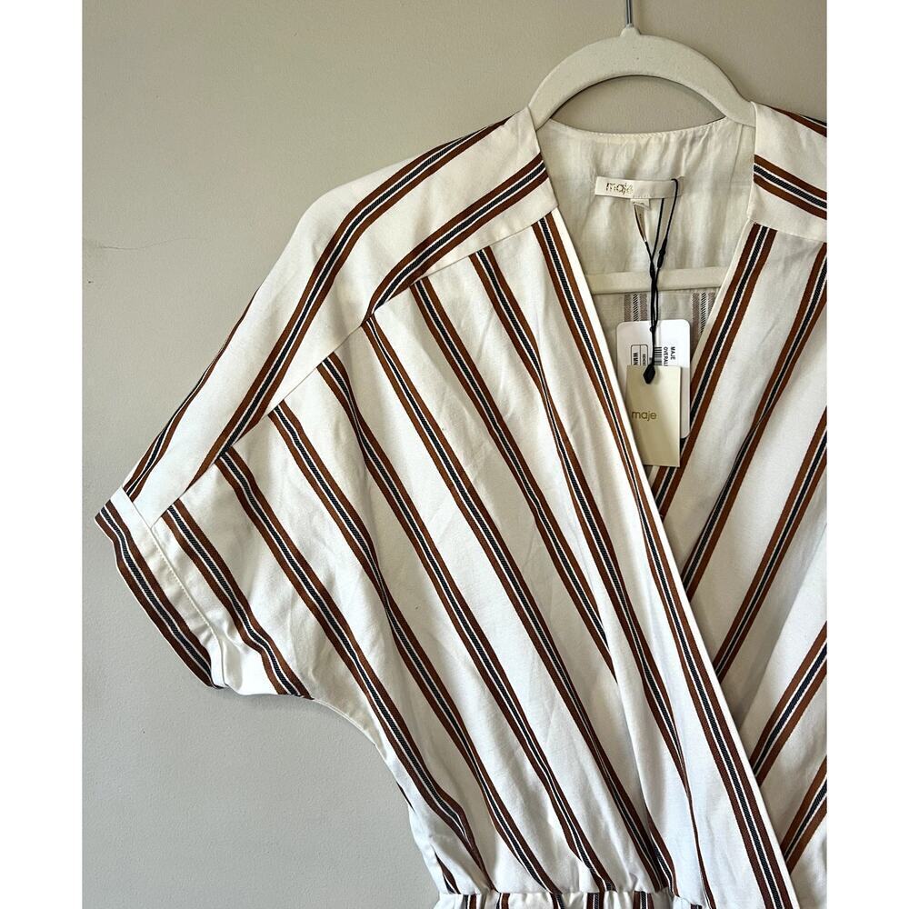 NWT Maje Pieni Striped V-Neck Jumpsuit Size 36/Small Womens - Picture 3 of 8